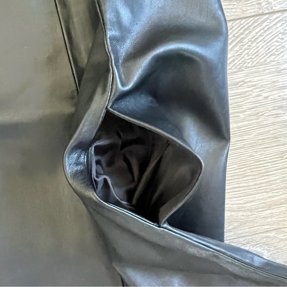 ZARA BASIC black faux leather shift dress with studs at the neckline Style 862 - Picture 12 of 16